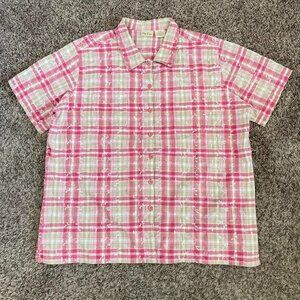 Vintage Button-Down Shirt Plaid Floral Embroidery Bobbie Brooks 90s Grandmacor